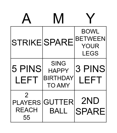 BOWLING TEAM BINGO Card