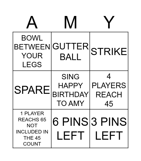 BOWLING TEAM BINGO Card