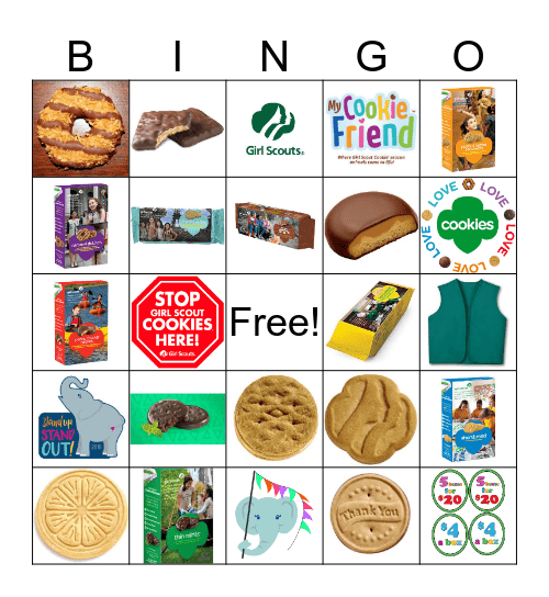 Girl Scout Cookie Bingo Card