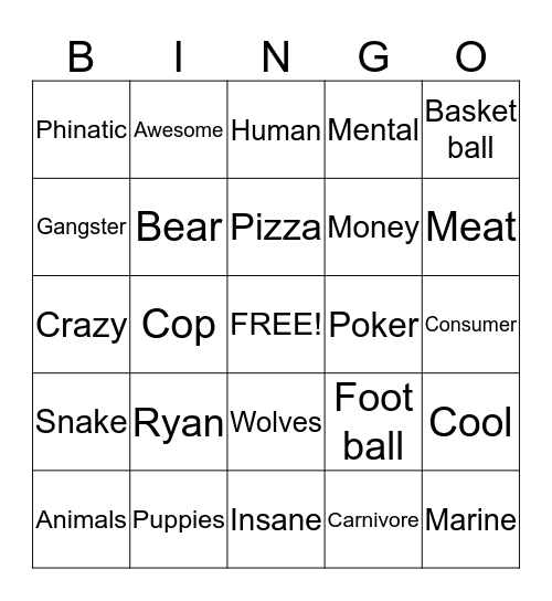 What describes Ryan Bingo Card