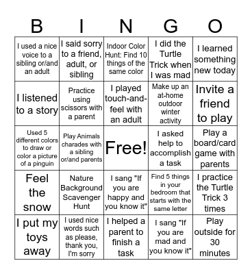 Winter Bingo  Bingo Card