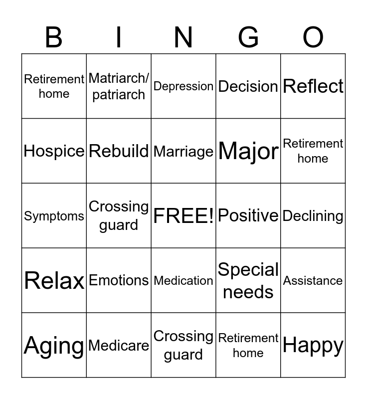 Retirement Bingo Card