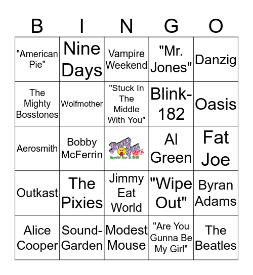 Jimmy Geez Music Bingo Card