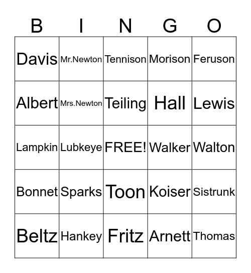 Teachers Bingo Card