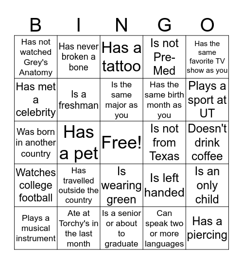 Find someone who... Bingo Card