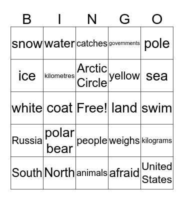 THE POLAR BEAR Bingo Card