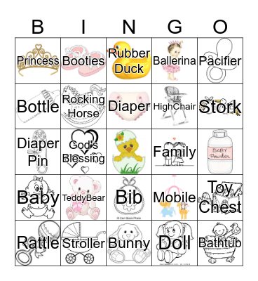Mary's Baby Shower Bingo Card