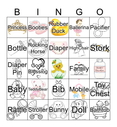 Mary's Baby Shower Bingo Card