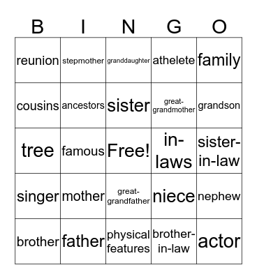 The Family Circle Bingo Card