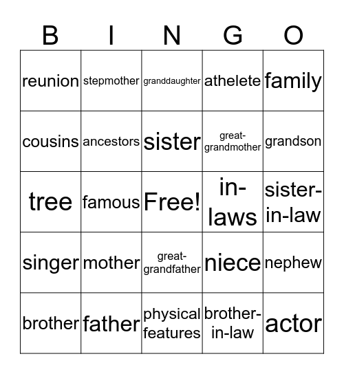 The Family Circle Bingo Card