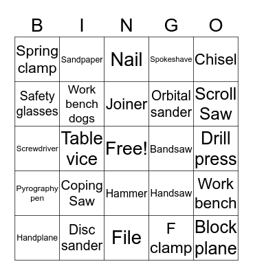 Woodcraft Vocabulary Bingo Card