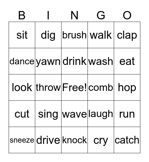 Let's Go 2 Action Bingo Card