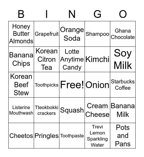 Cornell Class: Lotte Mart BINGO Card