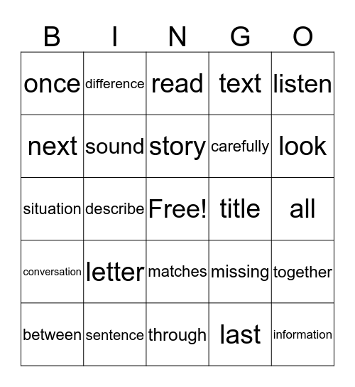 ELPAC (K-2) Bingo Card