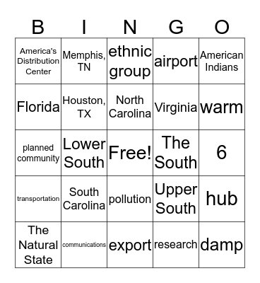 Social Studies Trivia Bingo Card