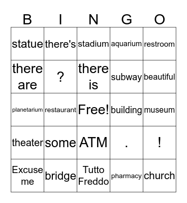 Places Bingo  Bingo Card