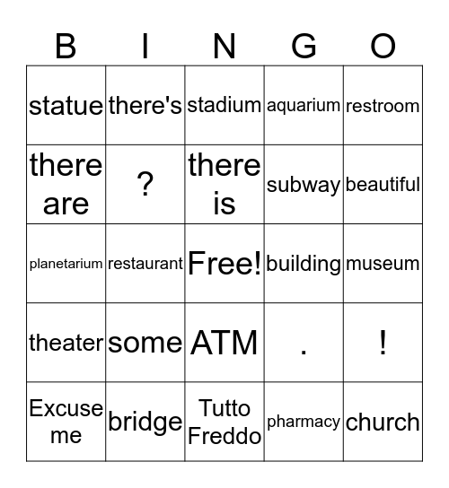 Places Bingo  Bingo Card