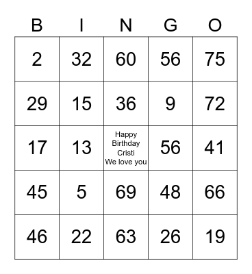 Movin' into the G row Bingo Card