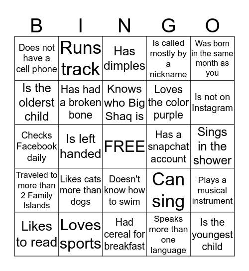 Transition Mentoring Program Bingo Card