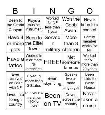 ICE BREAKER Bingo Card