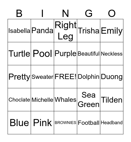 My Bingo Board Bingo Card