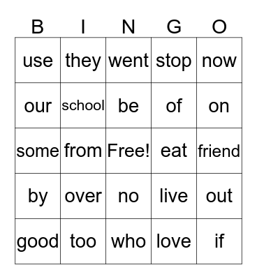 1.1 Bingo Card