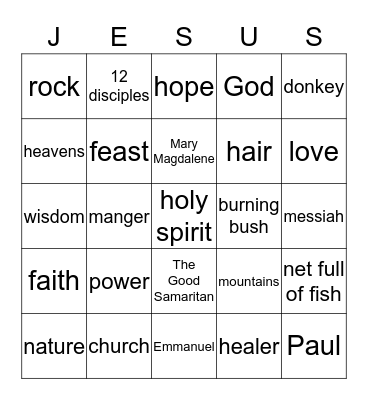 Bible Bingo Card