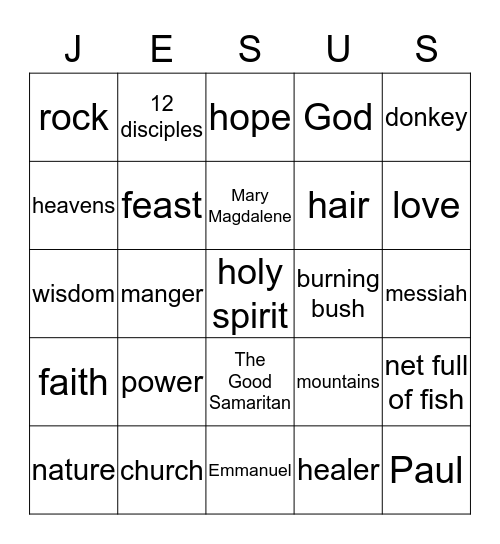 Bible Bingo Card