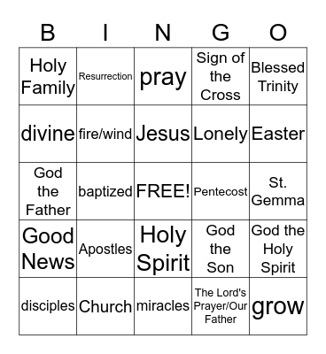 Jesus is the Son of God and Jesus Gives Us the Chuch Bingo Card