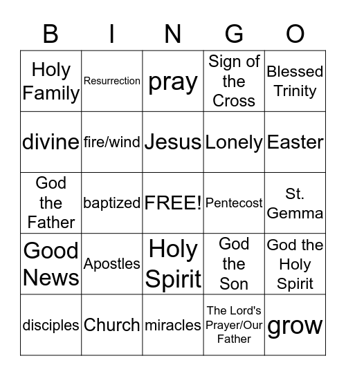 Jesus is the Son of God and Jesus Gives Us the Chuch Bingo Card