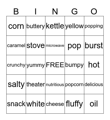 Popcorn Bingo Card