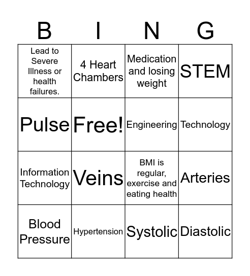 Heart and STEM Bingo Card