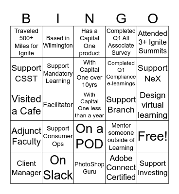 IGNITE 2018! Bingo Card