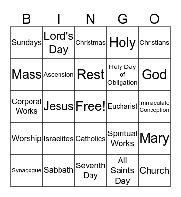 The Third Commandment Bingo Card