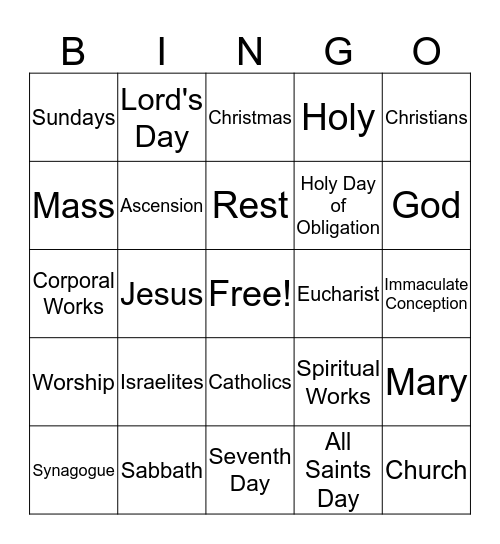 The Third Commandment Bingo Card