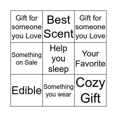 Winter Gifts Bingo Card
