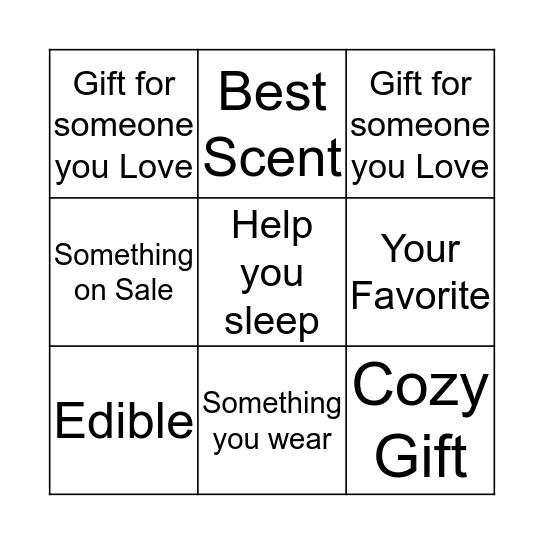 Winter Gifts Bingo Card