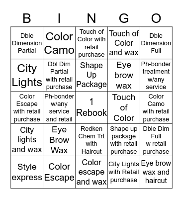 Promenade Pump UP Bingo Card