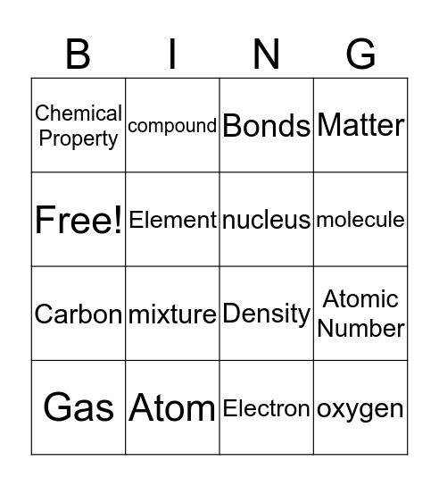 Group 1 Vocab Bingo Card