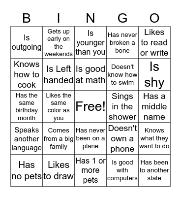 Find Someone Who... Bingo Card