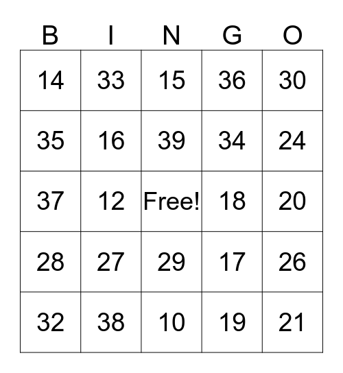 Expanded form Bingo Card