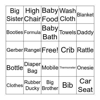 Baby Bingo Card