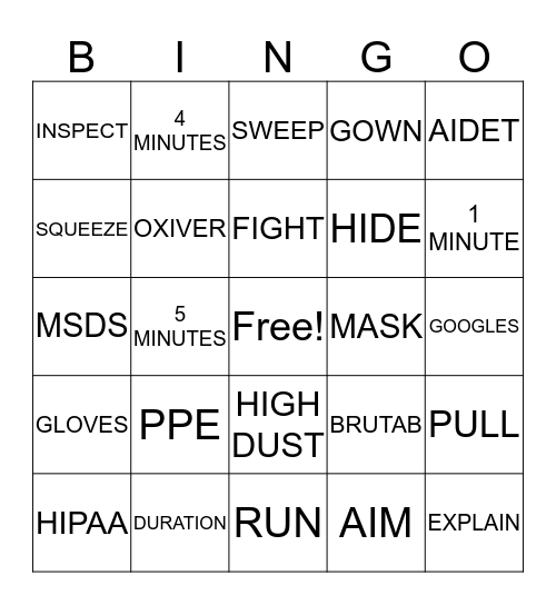 EVS BINGO Card