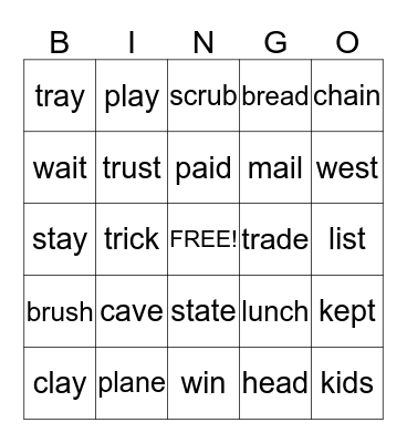 Cave play - What's for lunch? Bingo Card