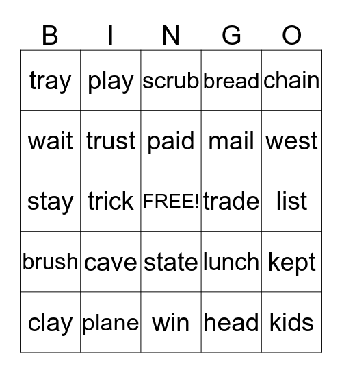 Cave play - What's for lunch? Bingo Card