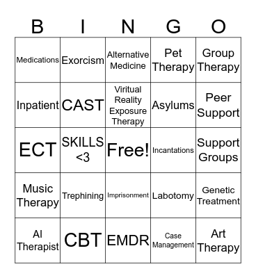 MH Treatment Bingo Card