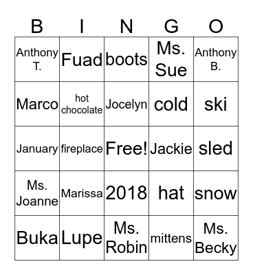 Winter Bingo Card