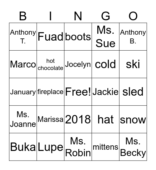 Winter Bingo Card