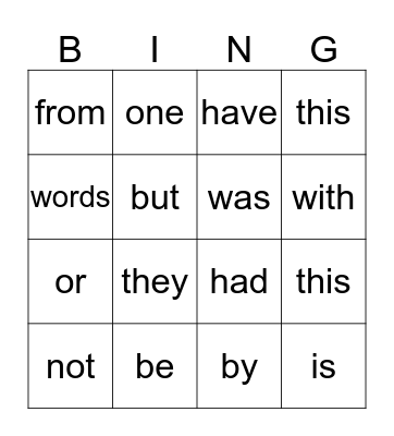 Sight words 22-32 Bingo Card