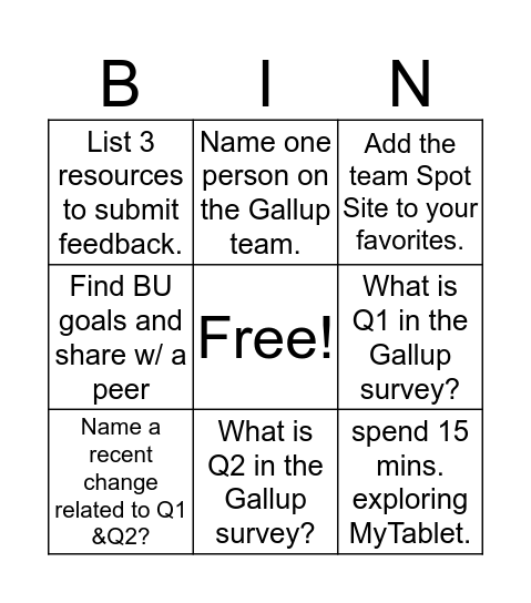 Gallup Bingo Card